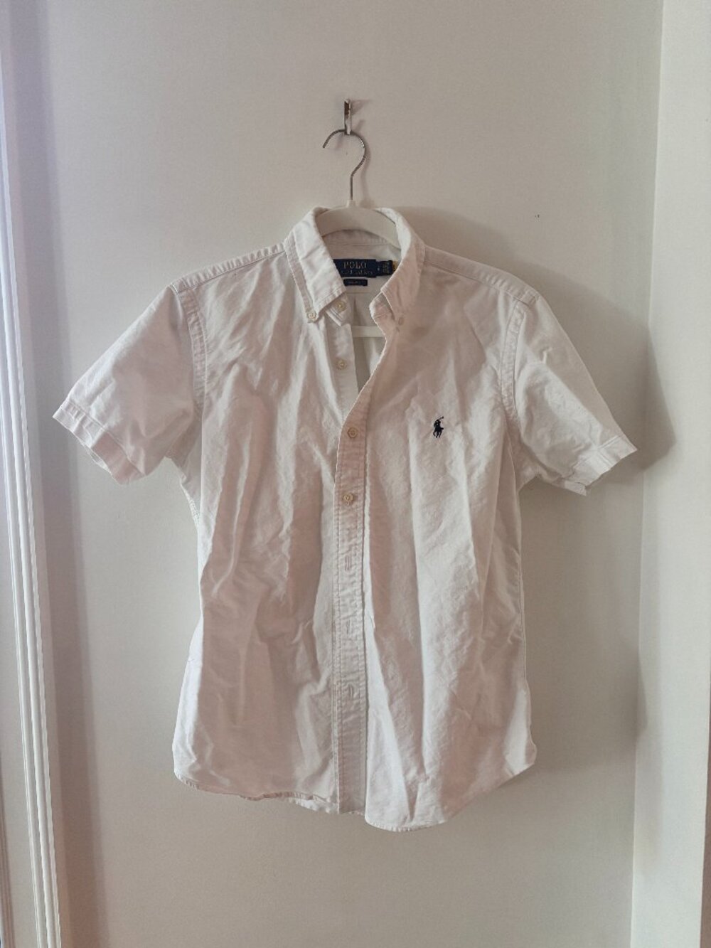 Polo Ralph Lauren Mens Small Cotton White Short Sleeve Button Down Shirt